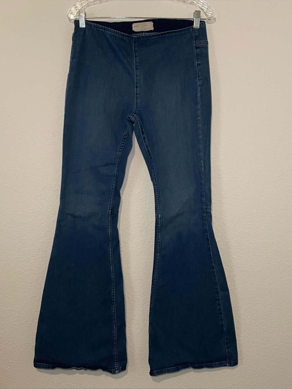 We the Free People Jeans Womens 29 Blue Penny Pull On Flare Mid Rise Denim Boho